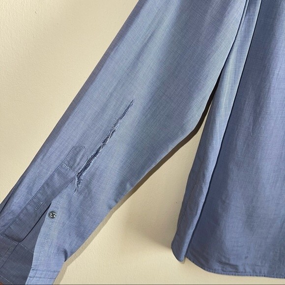 Vince Blue Satin Botton Up Shirt - Picture 5 of 6